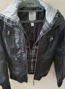 Pleather and plaid jacket